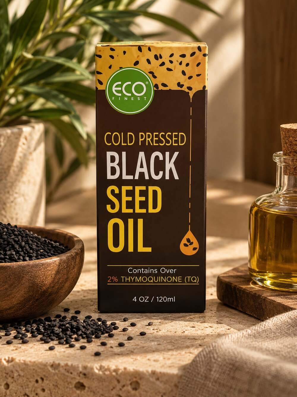 Eco Finest Cold Pressed Black Seed Oil, 4 oz / 120ml